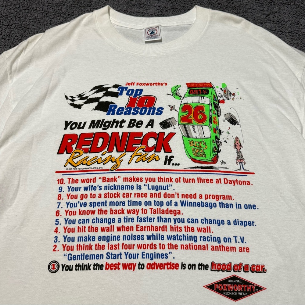 1998 Vintage NASCAR Racing Shirt Mens XL Jeff Foxworthy 90s Retro Y2K VTG